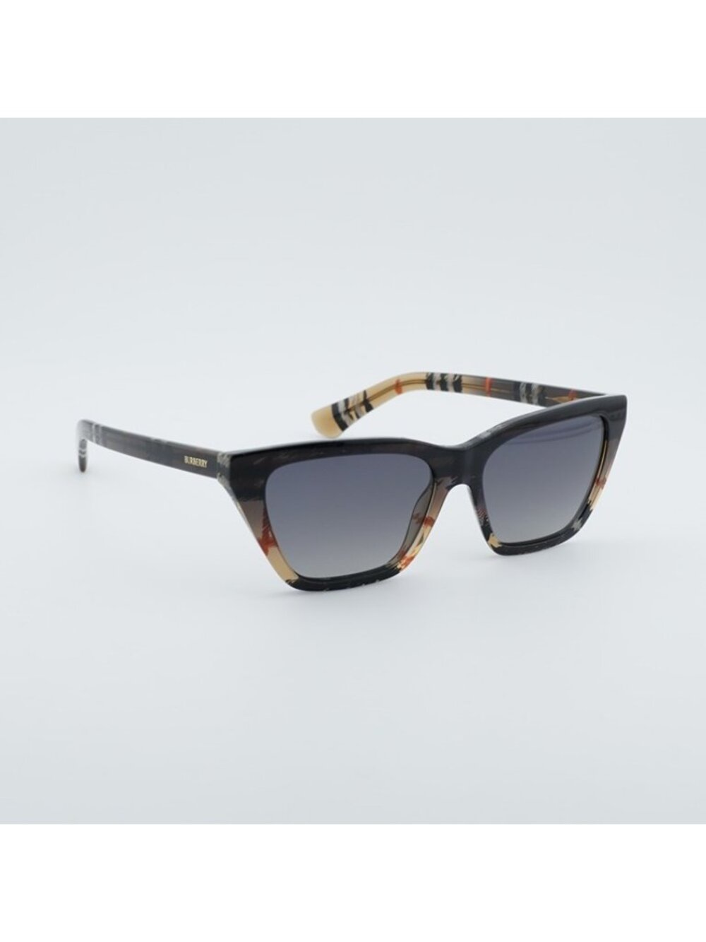 Burberry BE4468 4202T3 Sunglasses Sand Check Cat Eye Frame,Grey Polarized Lenses - Picture 4 of 10